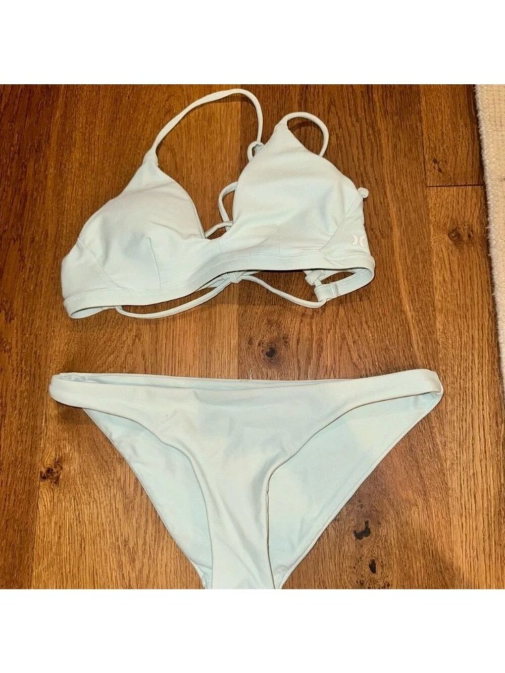 Hurley Moderate Bikini Set Womens size M Mint Green Solid Strappy Lined